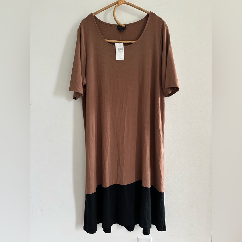 J. Jill Brown and Black Midi Dress